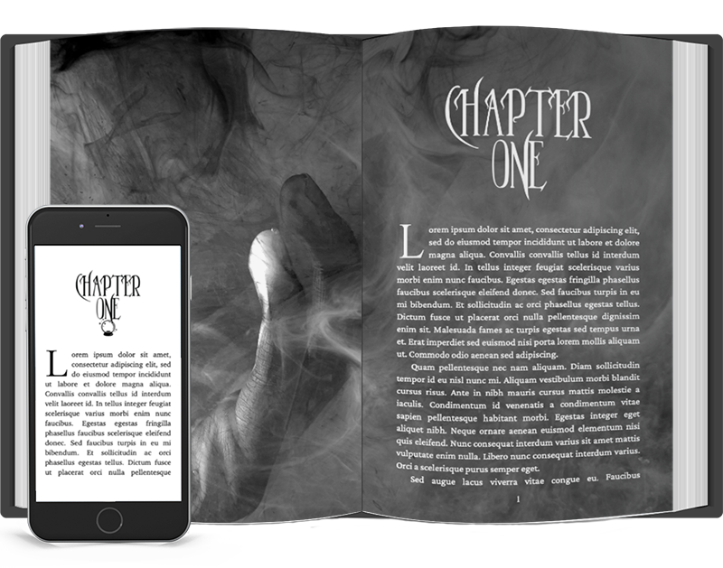 Book mockup of smoky chapter image.